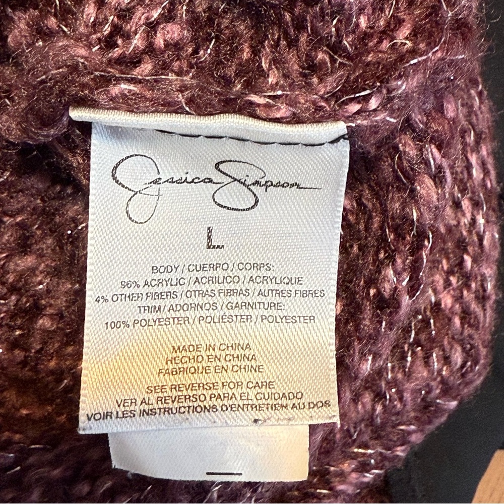 Jessica Simpson Mauve Knit Sweater w Beaded Embellishments Long Sleeve - Picture 7 of 9